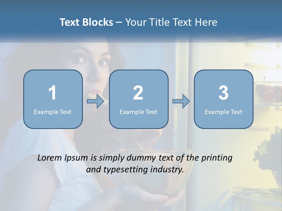 A Woman Eating Food From A Bowl In Front Of An Open Refrigerator PowerPoint Template
