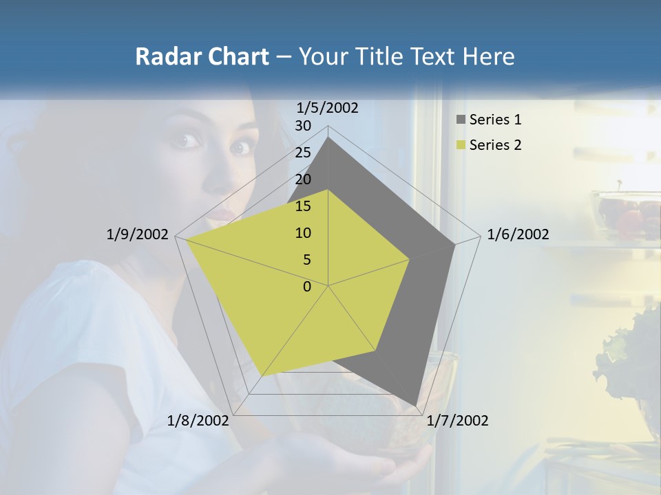 A Woman Eating Food From A Bowl In Front Of An Open Refrigerator PowerPoint Template