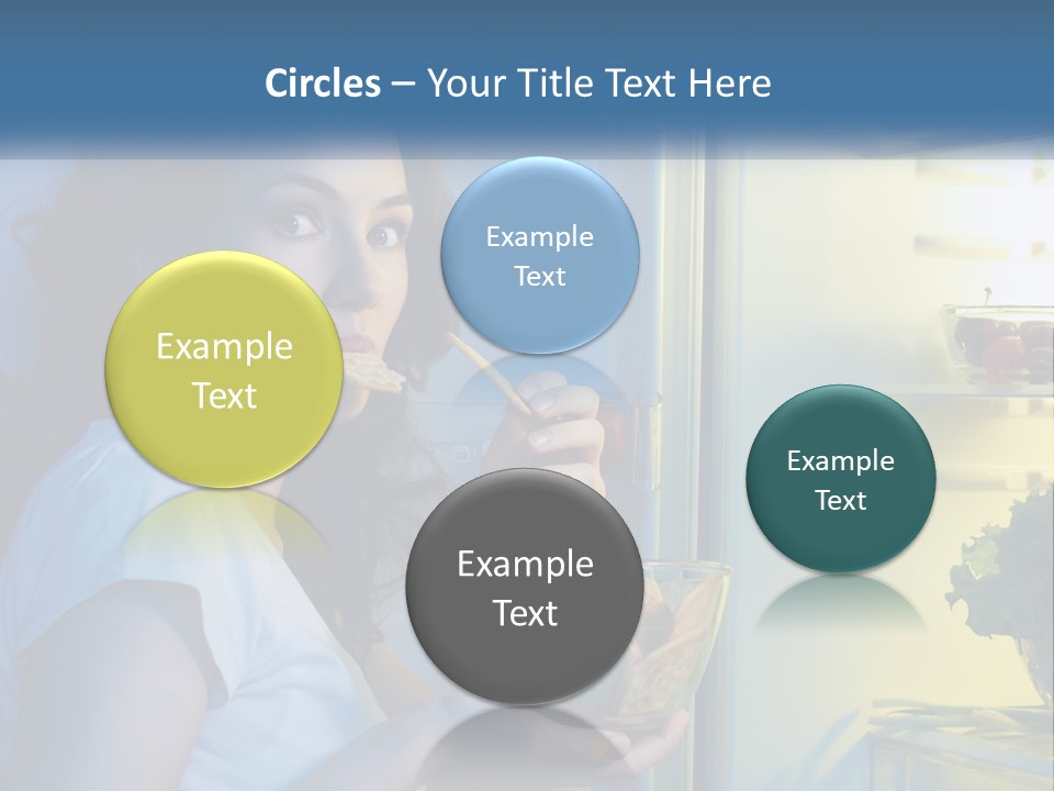 A Woman Eating Food From A Bowl In Front Of An Open Refrigerator PowerPoint Template