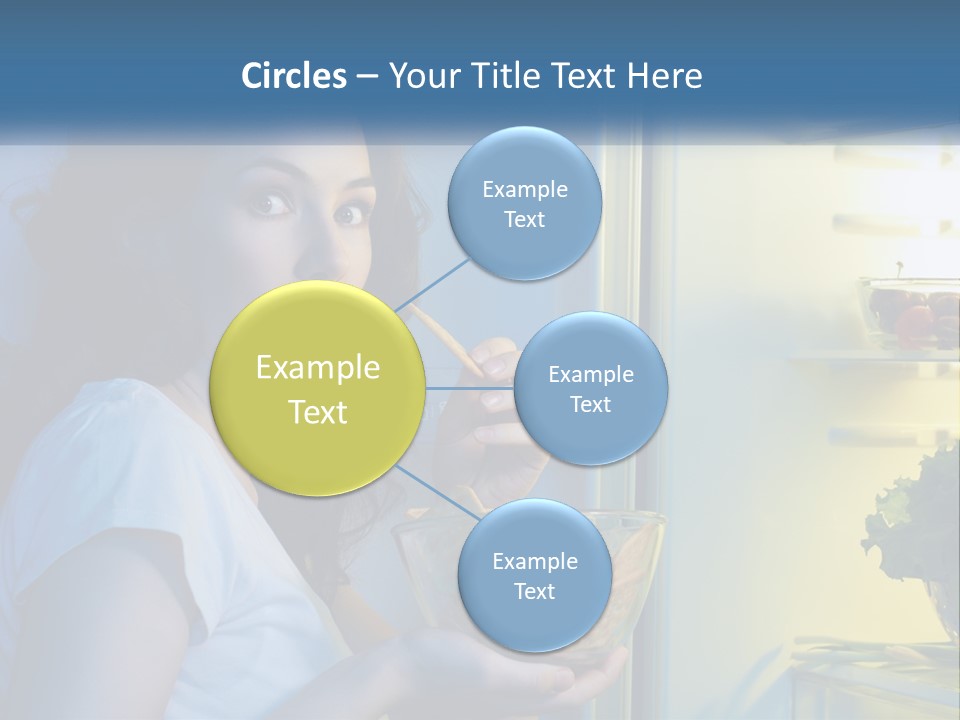 A Woman Eating Food From A Bowl In Front Of An Open Refrigerator PowerPoint Template