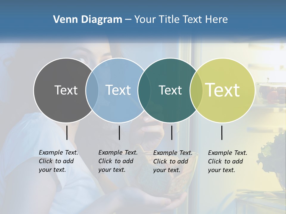 A Woman Eating Food From A Bowl In Front Of An Open Refrigerator PowerPoint Template