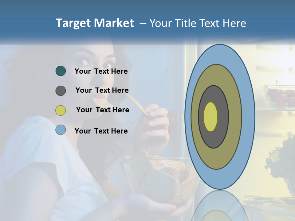 A Woman Eating Food From A Bowl In Front Of An Open Refrigerator PowerPoint Template