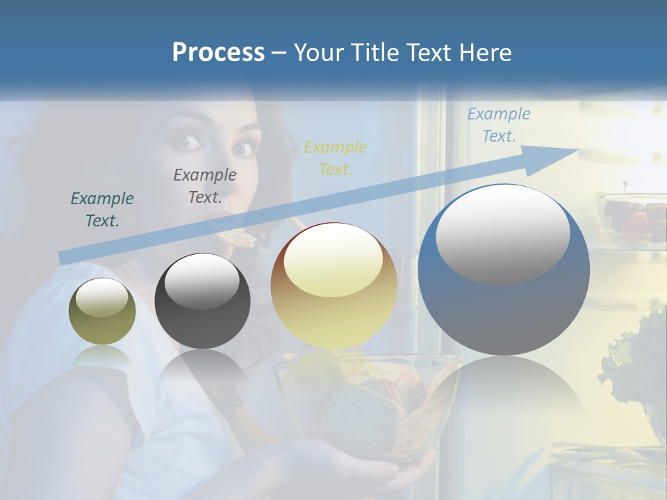 A Woman Eating Food From A Bowl In Front Of An Open Refrigerator PowerPoint Template