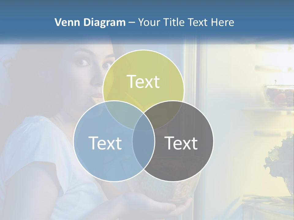 A Woman Eating Food From A Bowl In Front Of An Open Refrigerator PowerPoint Template
