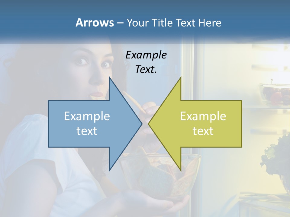 A Woman Eating Food From A Bowl In Front Of An Open Refrigerator PowerPoint Template