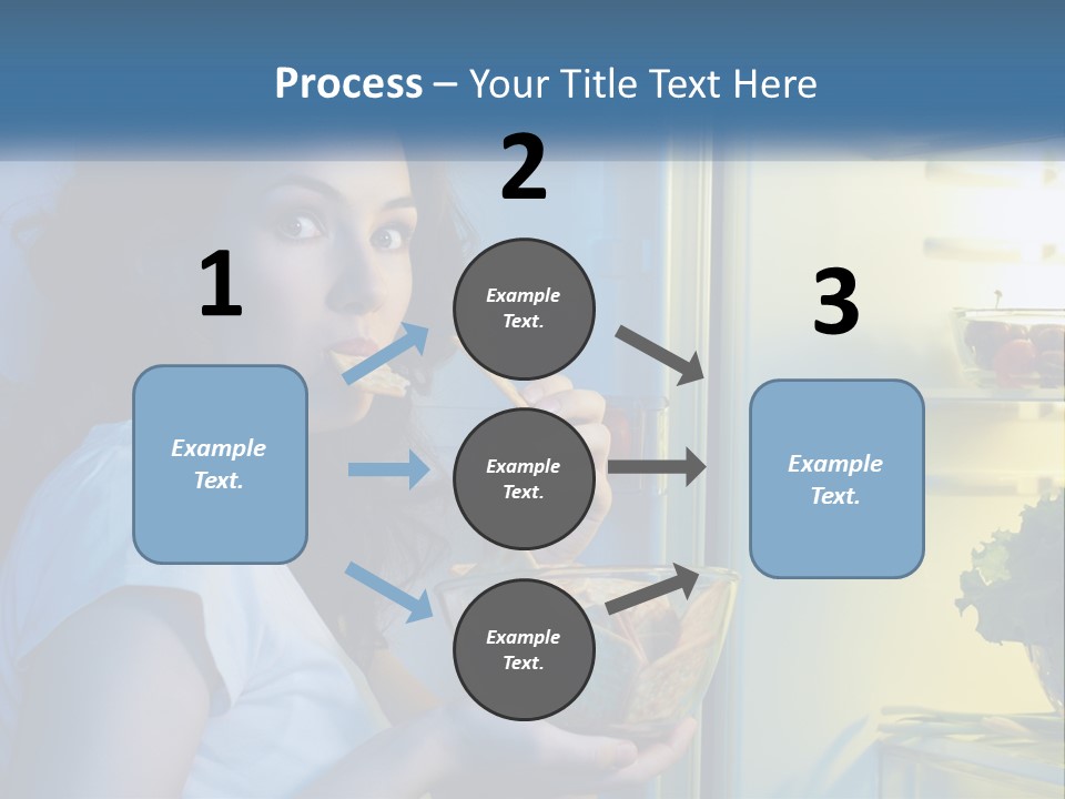 A Woman Eating Food From A Bowl In Front Of An Open Refrigerator PowerPoint Template