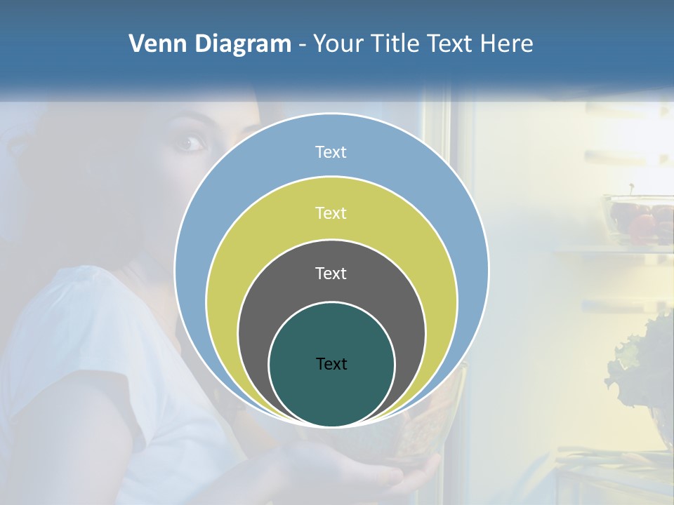 A Woman Eating Food From A Bowl In Front Of An Open Refrigerator PowerPoint Template