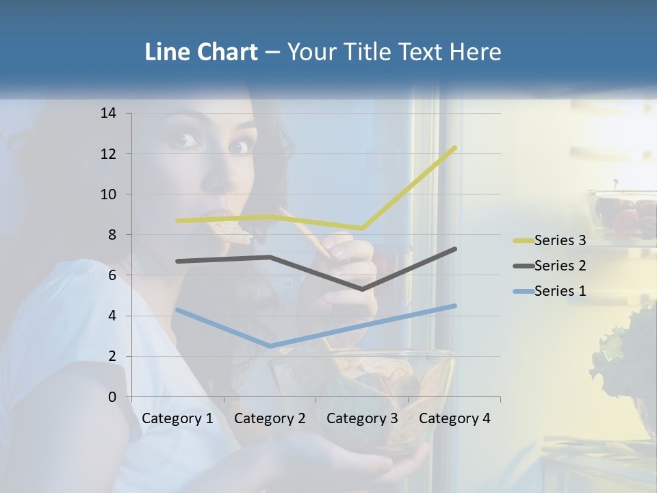 A Woman Eating Food From A Bowl In Front Of An Open Refrigerator PowerPoint Template