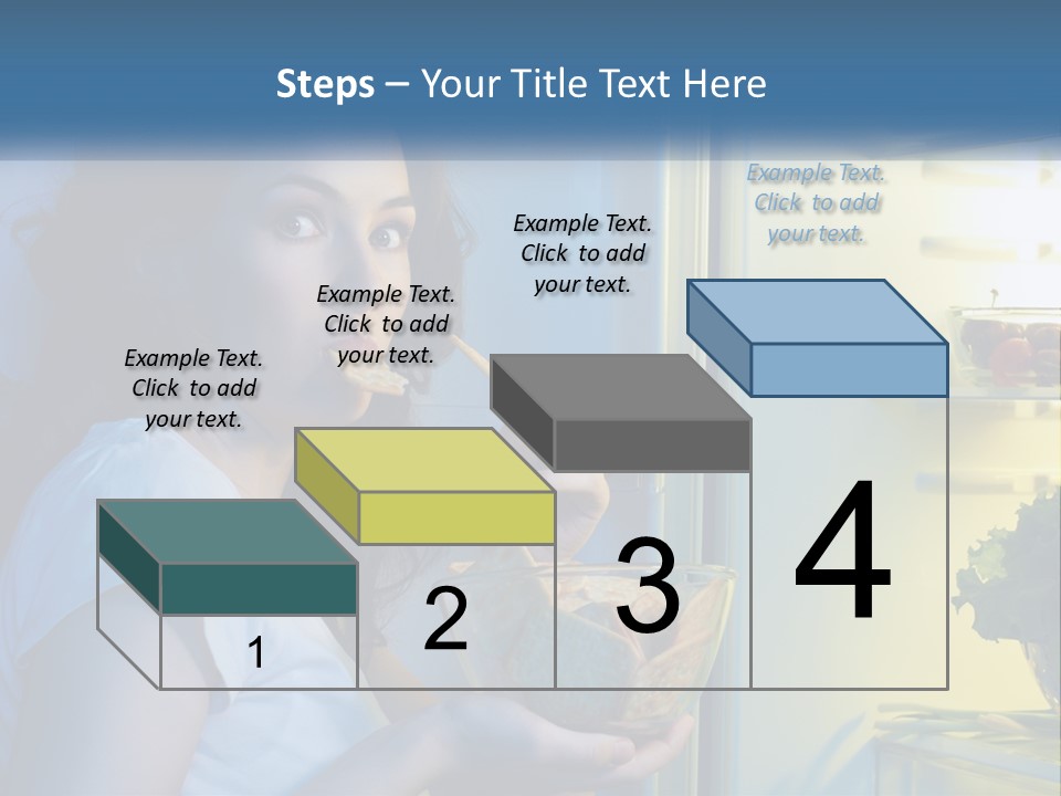 A Woman Eating Food From A Bowl In Front Of An Open Refrigerator PowerPoint Template