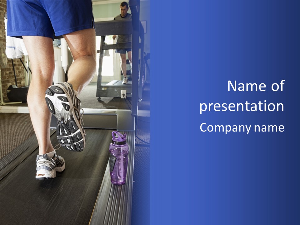 A Man Is Running On A Treadmill In A Gym PowerPoint Template