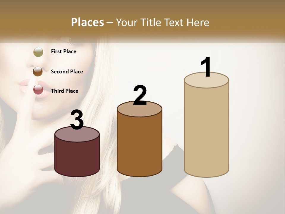 A Beautiful Blond Woman With A Finger On Her Lips PowerPoint Template