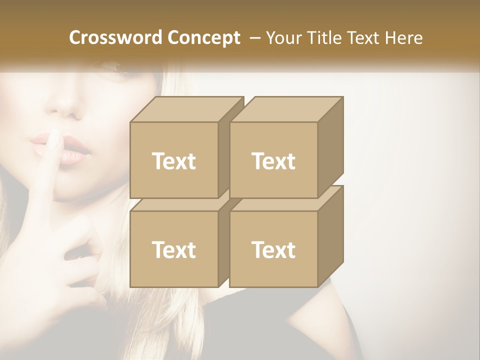 A Beautiful Blond Woman With A Finger On Her Lips PowerPoint Template