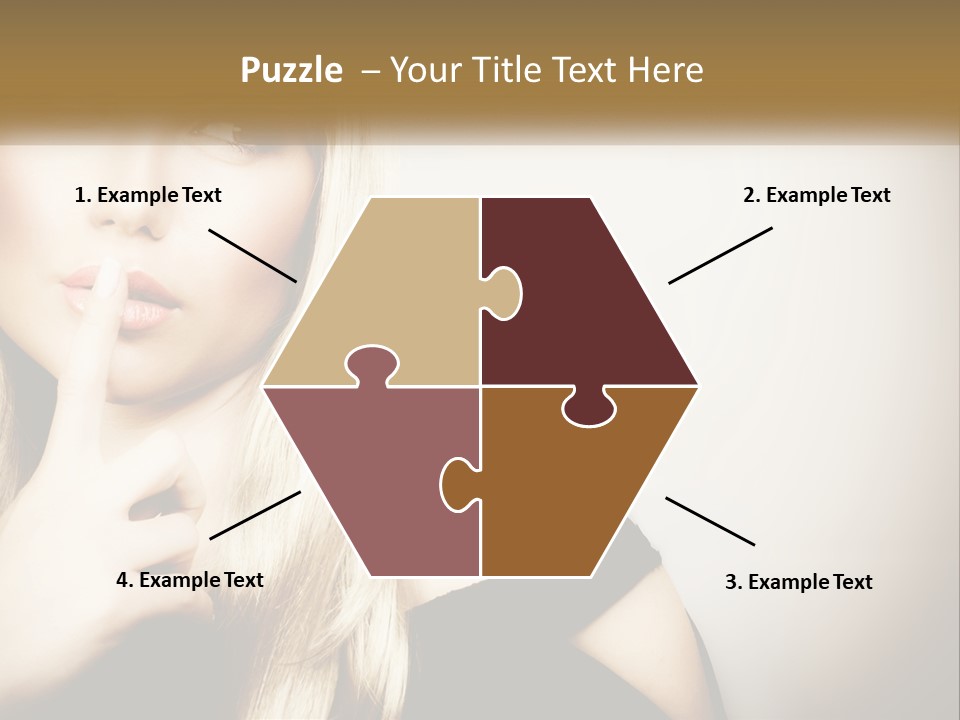 A Beautiful Blond Woman With A Finger On Her Lips PowerPoint Template