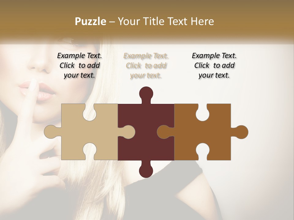 A Beautiful Blond Woman With A Finger On Her Lips PowerPoint Template