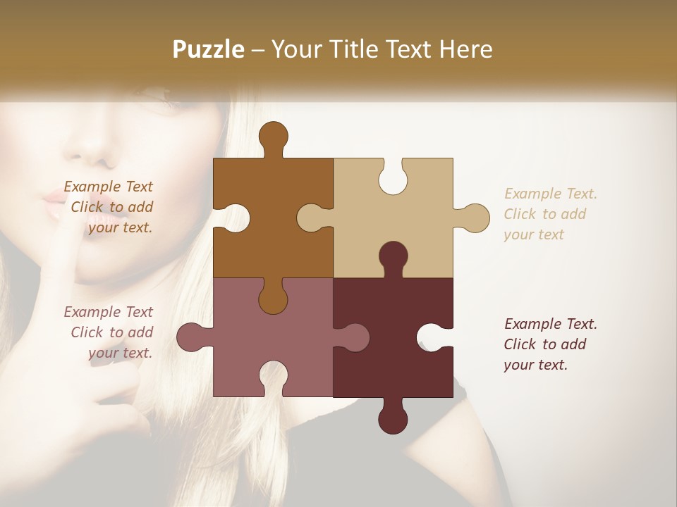 A Beautiful Blond Woman With A Finger On Her Lips PowerPoint Template
