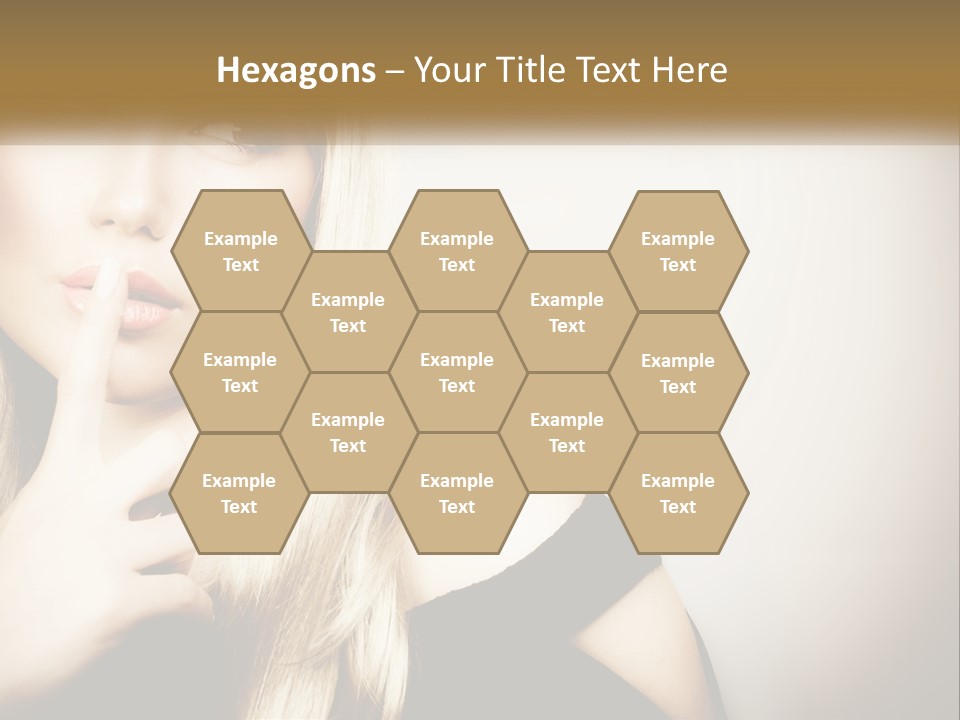 A Beautiful Blond Woman With A Finger On Her Lips PowerPoint Template
