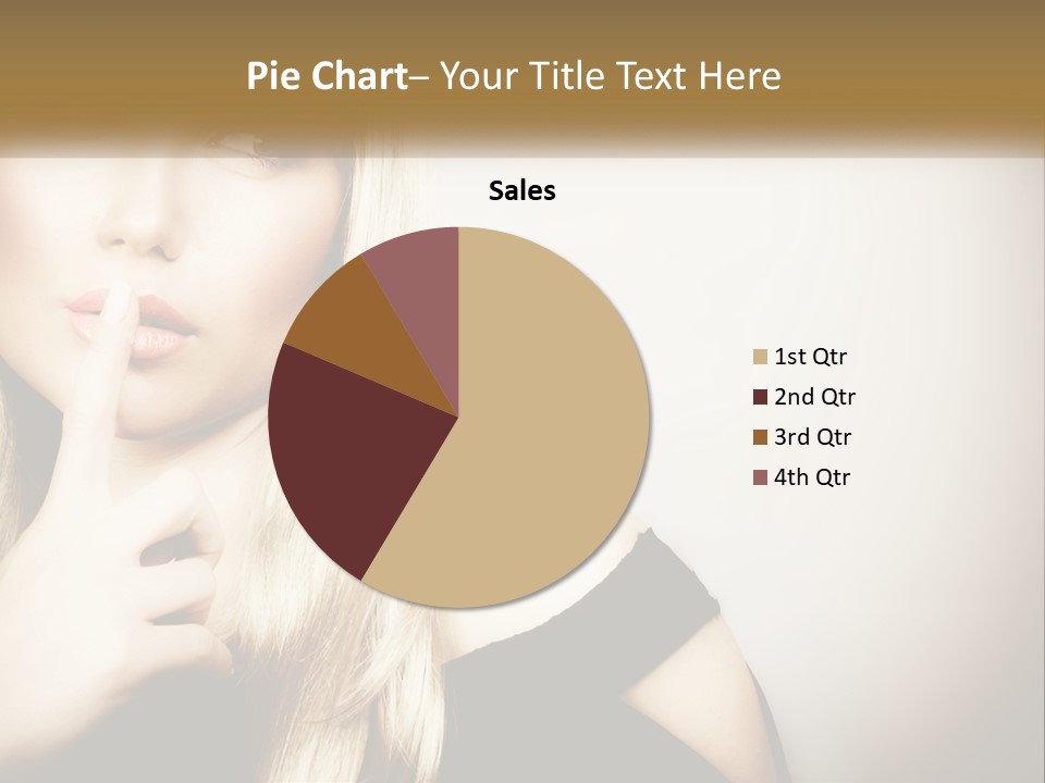 A Beautiful Blond Woman With A Finger On Her Lips PowerPoint Template