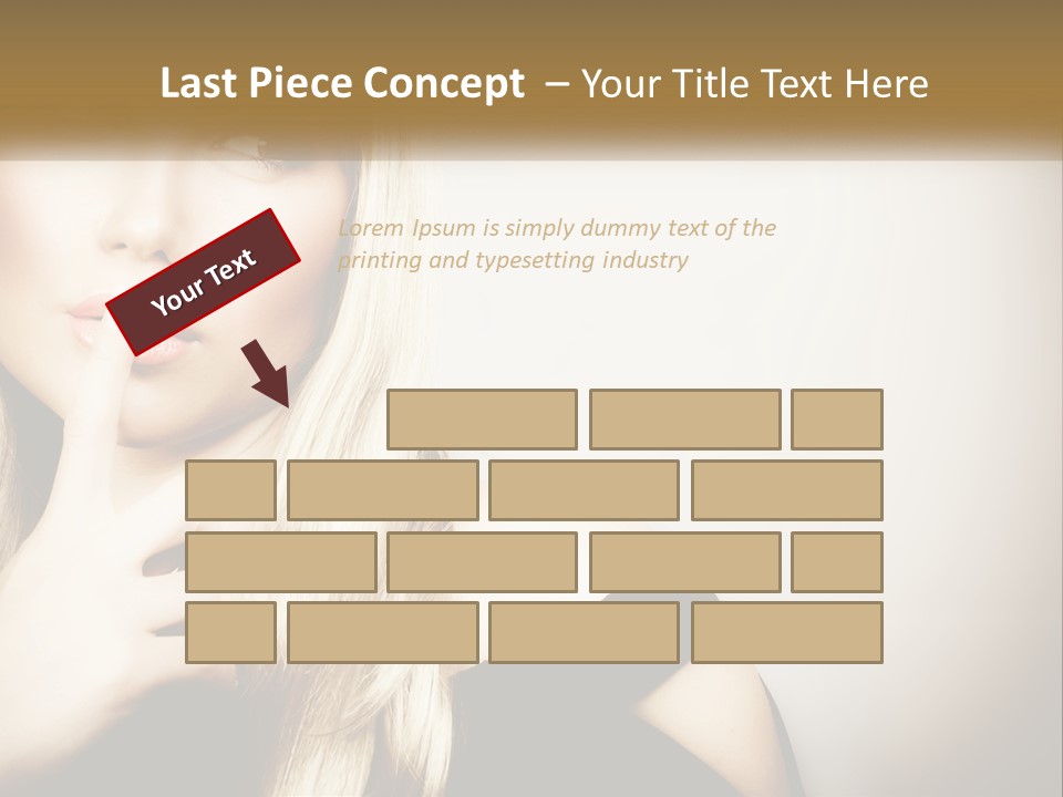 A Beautiful Blond Woman With A Finger On Her Lips PowerPoint Template