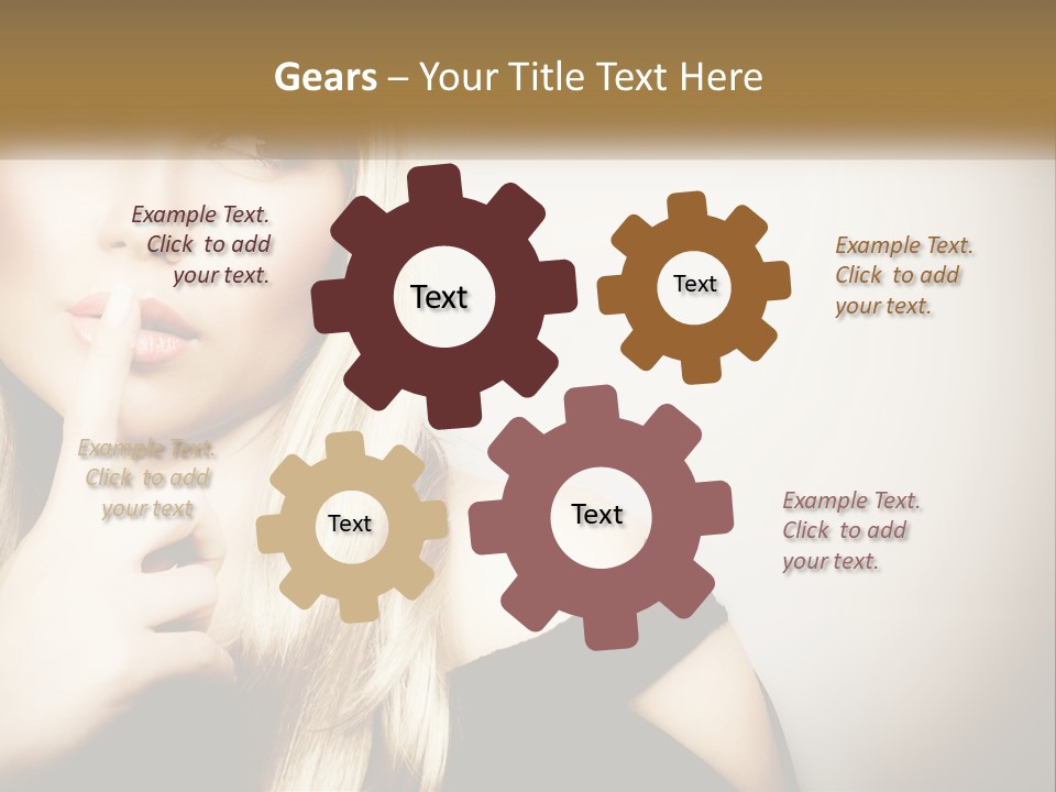 A Beautiful Blond Woman With A Finger On Her Lips PowerPoint Template