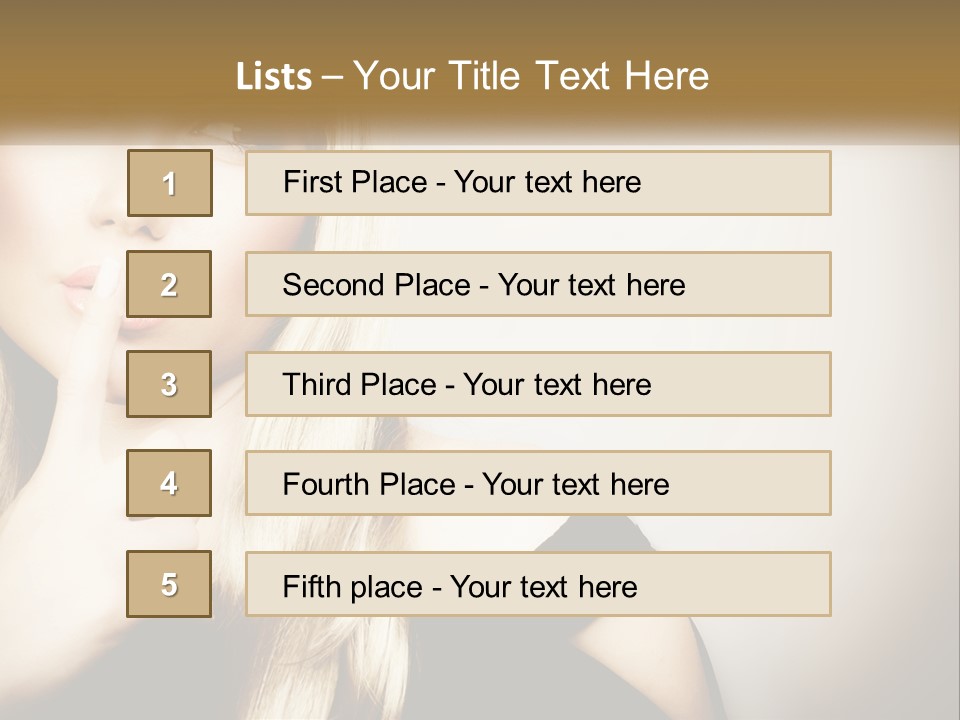 A Beautiful Blond Woman With A Finger On Her Lips PowerPoint Template
