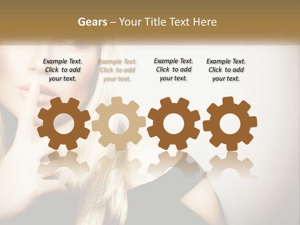 A Beautiful Blond Woman With A Finger On Her Lips PowerPoint Template