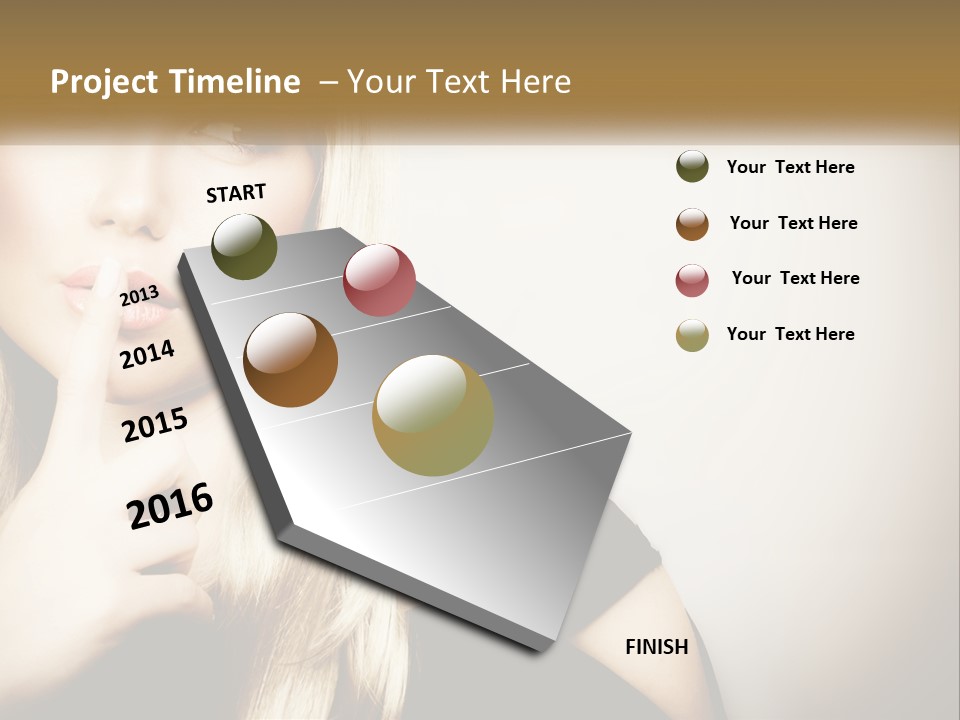 A Beautiful Blond Woman With A Finger On Her Lips PowerPoint Template