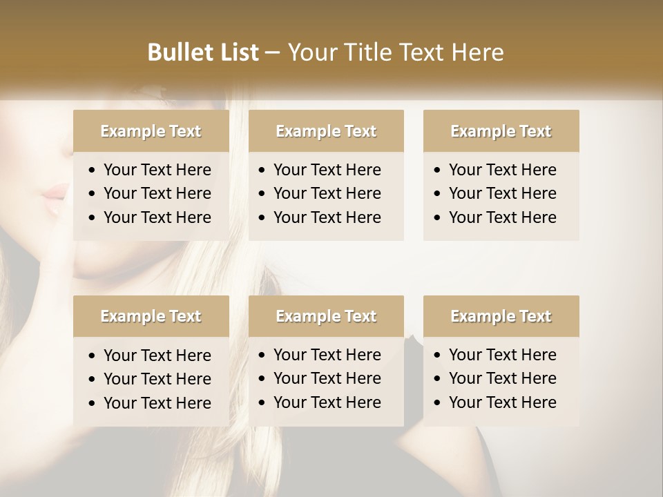 A Beautiful Blond Woman With A Finger On Her Lips PowerPoint Template