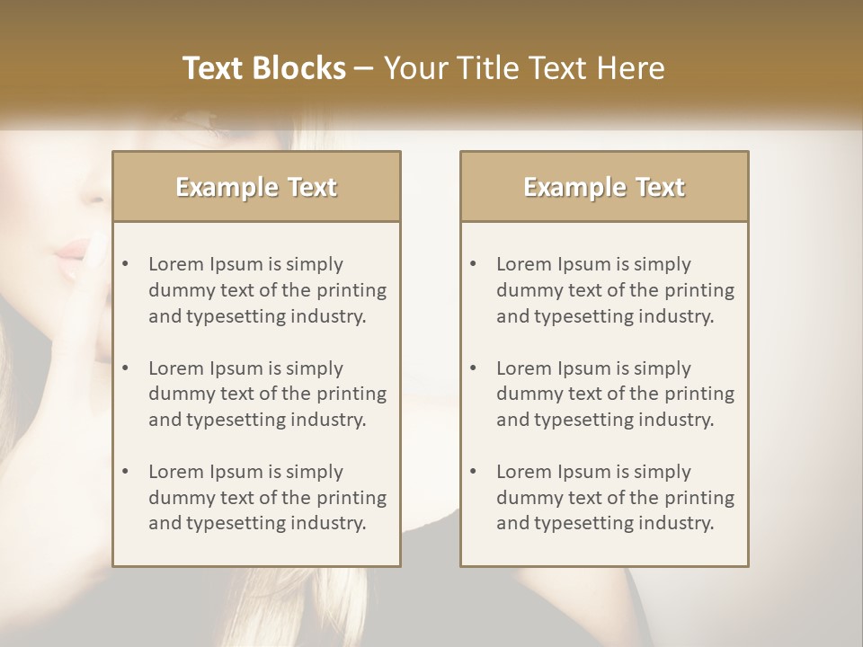 A Beautiful Blond Woman With A Finger On Her Lips PowerPoint Template