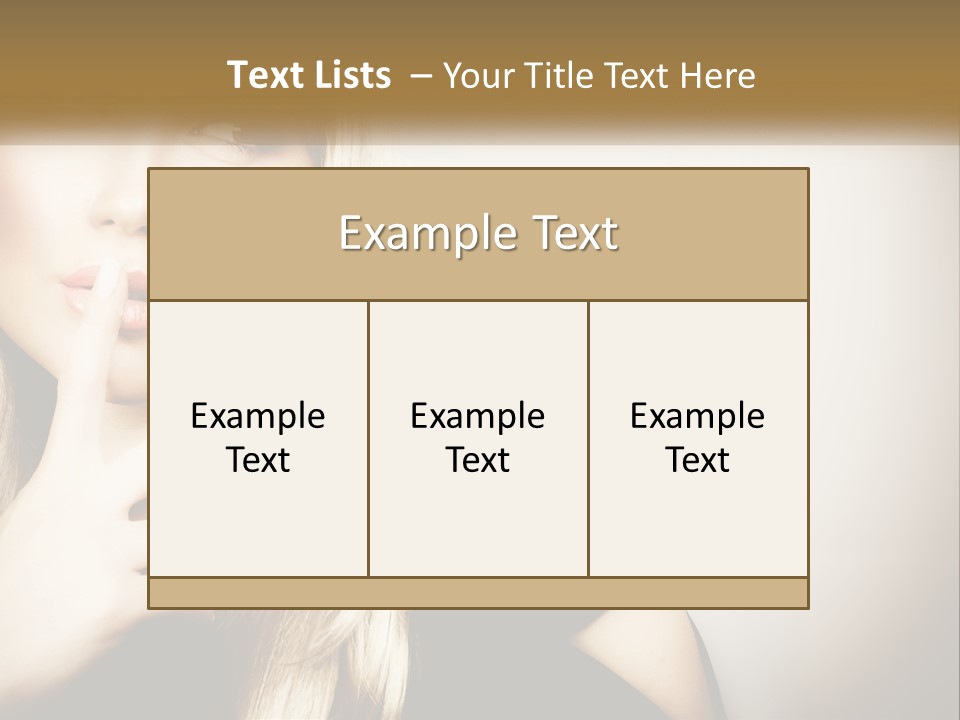 A Beautiful Blond Woman With A Finger On Her Lips PowerPoint Template