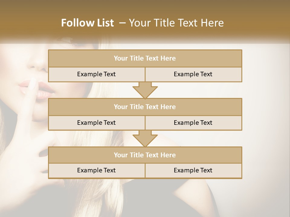 A Beautiful Blond Woman With A Finger On Her Lips PowerPoint Template