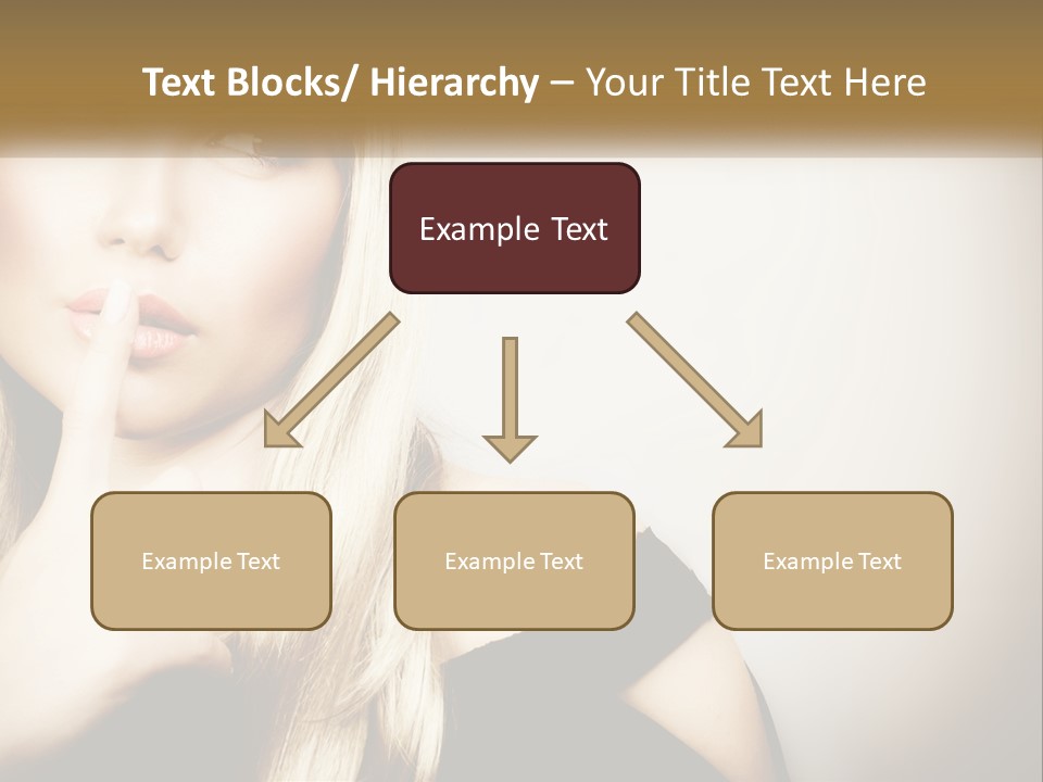 A Beautiful Blond Woman With A Finger On Her Lips PowerPoint Template