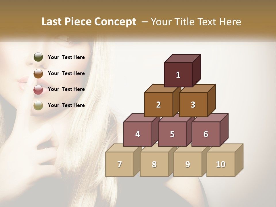 A Beautiful Blond Woman With A Finger On Her Lips PowerPoint Template