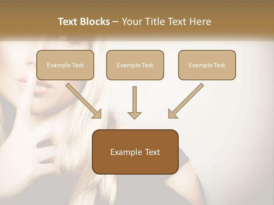 A Beautiful Blond Woman With A Finger On Her Lips PowerPoint Template