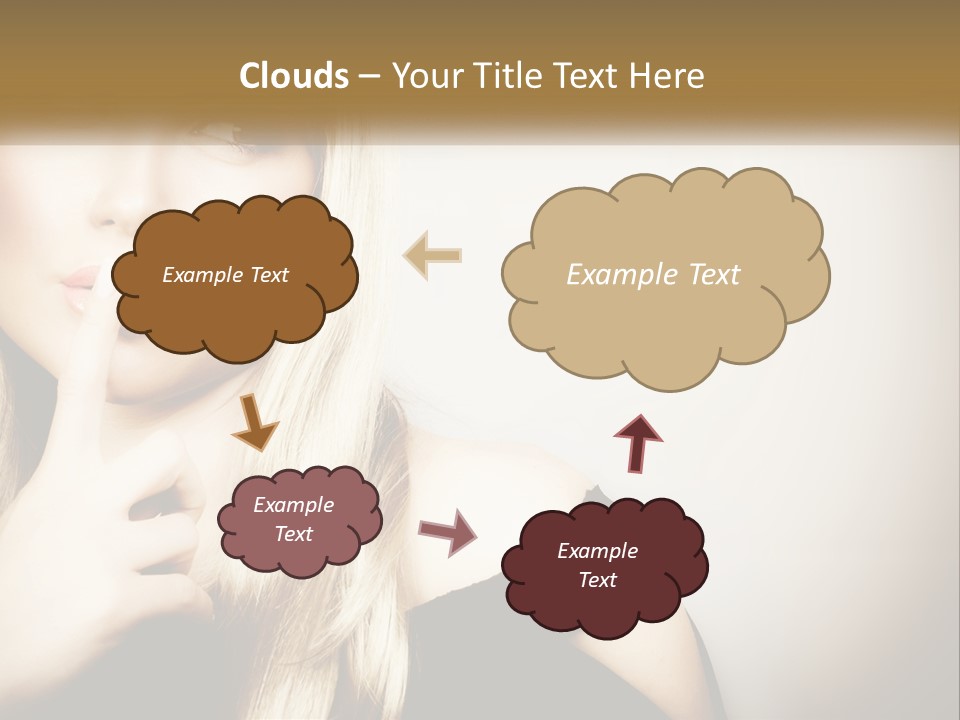 A Beautiful Blond Woman With A Finger On Her Lips PowerPoint Template
