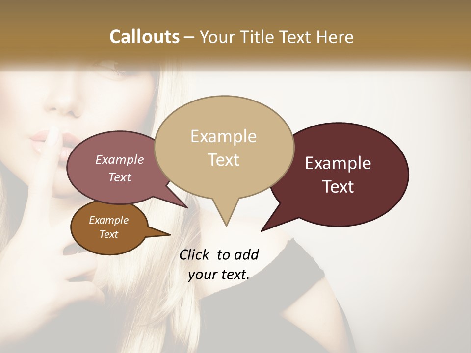 A Beautiful Blond Woman With A Finger On Her Lips PowerPoint Template