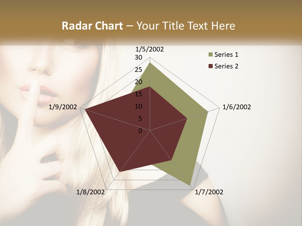 A Beautiful Blond Woman With A Finger On Her Lips PowerPoint Template