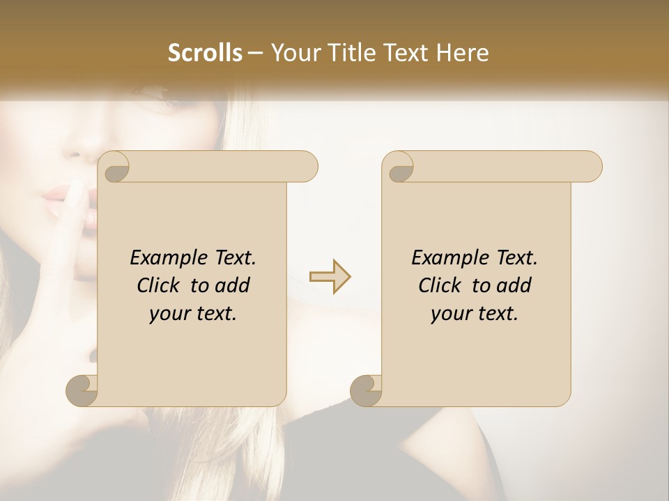 A Beautiful Blond Woman With A Finger On Her Lips PowerPoint Template