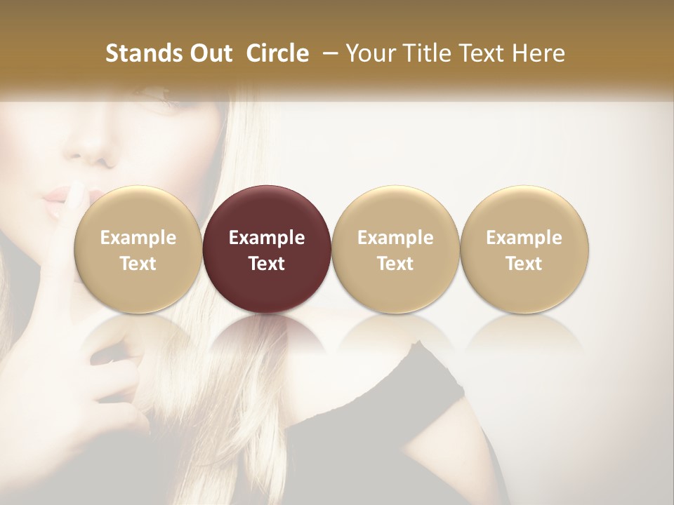 A Beautiful Blond Woman With A Finger On Her Lips PowerPoint Template