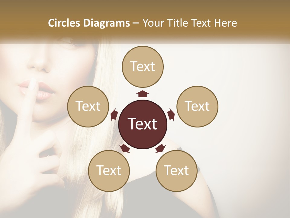 A Beautiful Blond Woman With A Finger On Her Lips PowerPoint Template