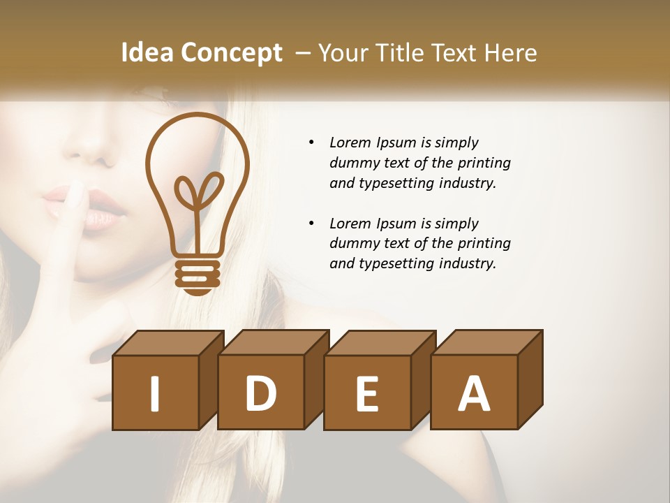 A Beautiful Blond Woman With A Finger On Her Lips PowerPoint Template