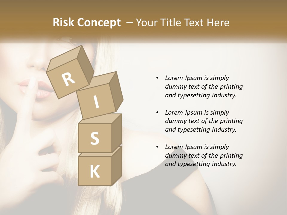 A Beautiful Blond Woman With A Finger On Her Lips PowerPoint Template