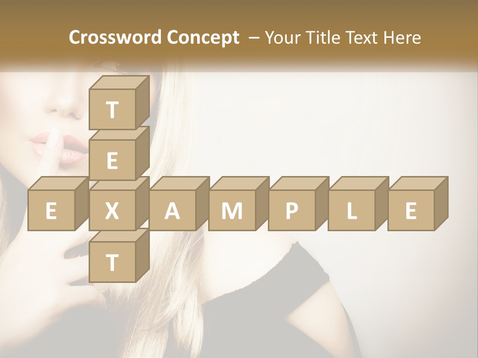 A Beautiful Blond Woman With A Finger On Her Lips PowerPoint Template
