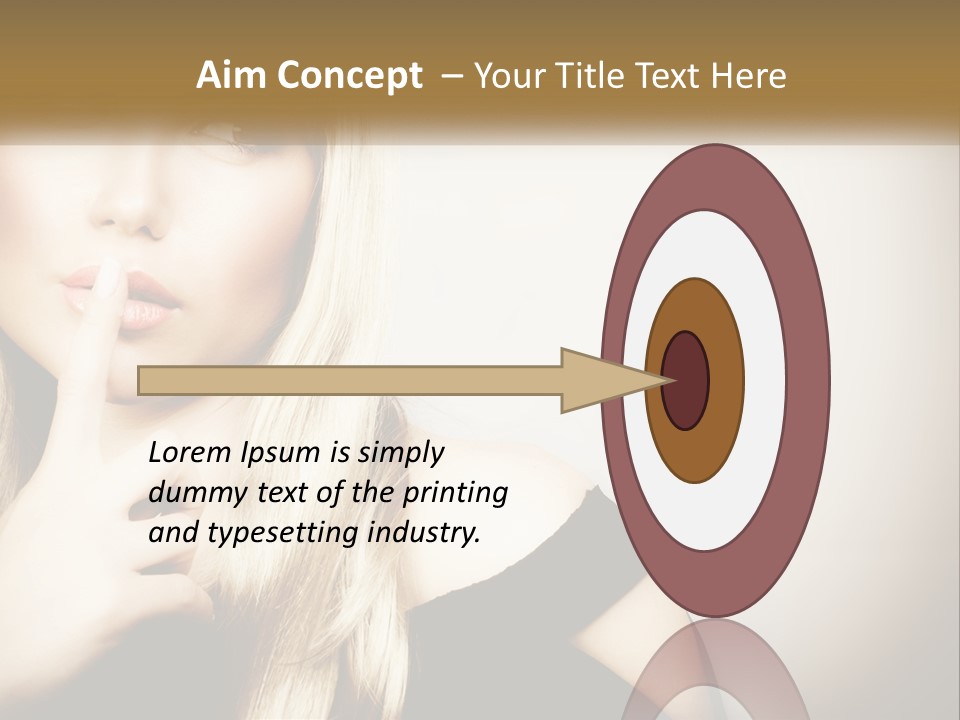 A Beautiful Blond Woman With A Finger On Her Lips PowerPoint Template