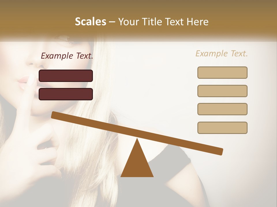 A Beautiful Blond Woman With A Finger On Her Lips PowerPoint Template