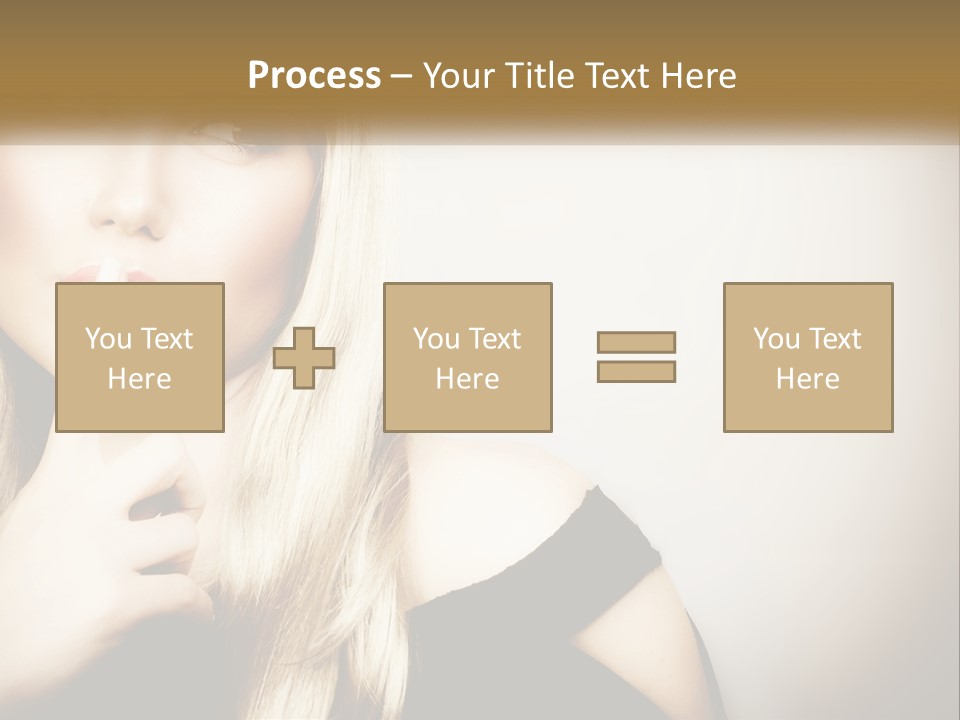 A Beautiful Blond Woman With A Finger On Her Lips PowerPoint Template