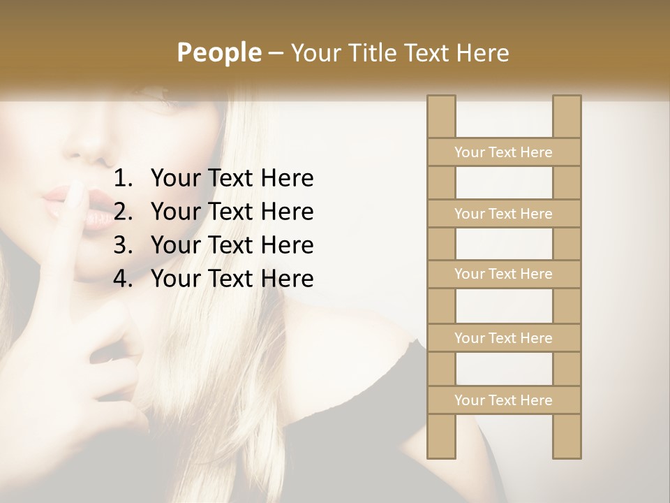 A Beautiful Blond Woman With A Finger On Her Lips PowerPoint Template