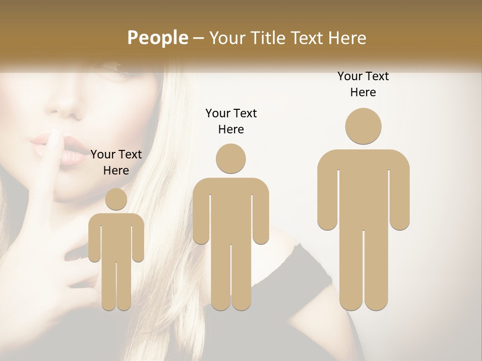 A Beautiful Blond Woman With A Finger On Her Lips PowerPoint Template