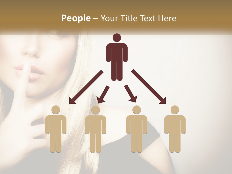 A Beautiful Blond Woman With A Finger On Her Lips PowerPoint Template