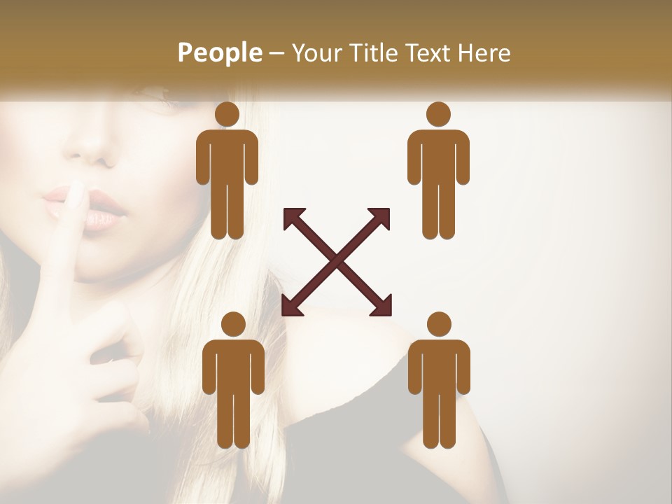 A Beautiful Blond Woman With A Finger On Her Lips PowerPoint Template