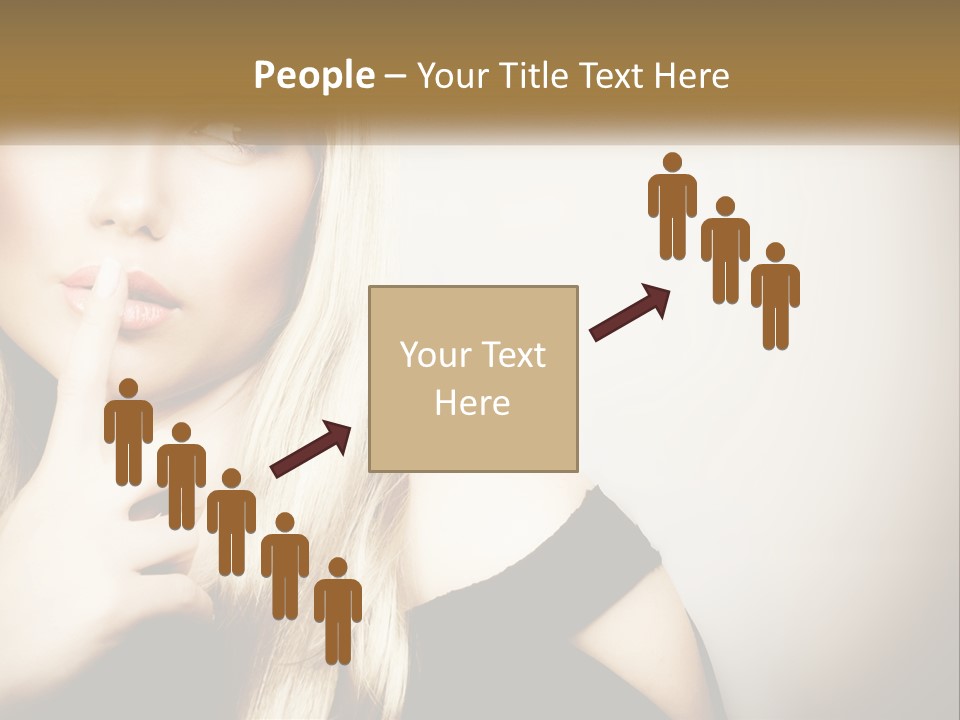 A Beautiful Blond Woman With A Finger On Her Lips PowerPoint Template